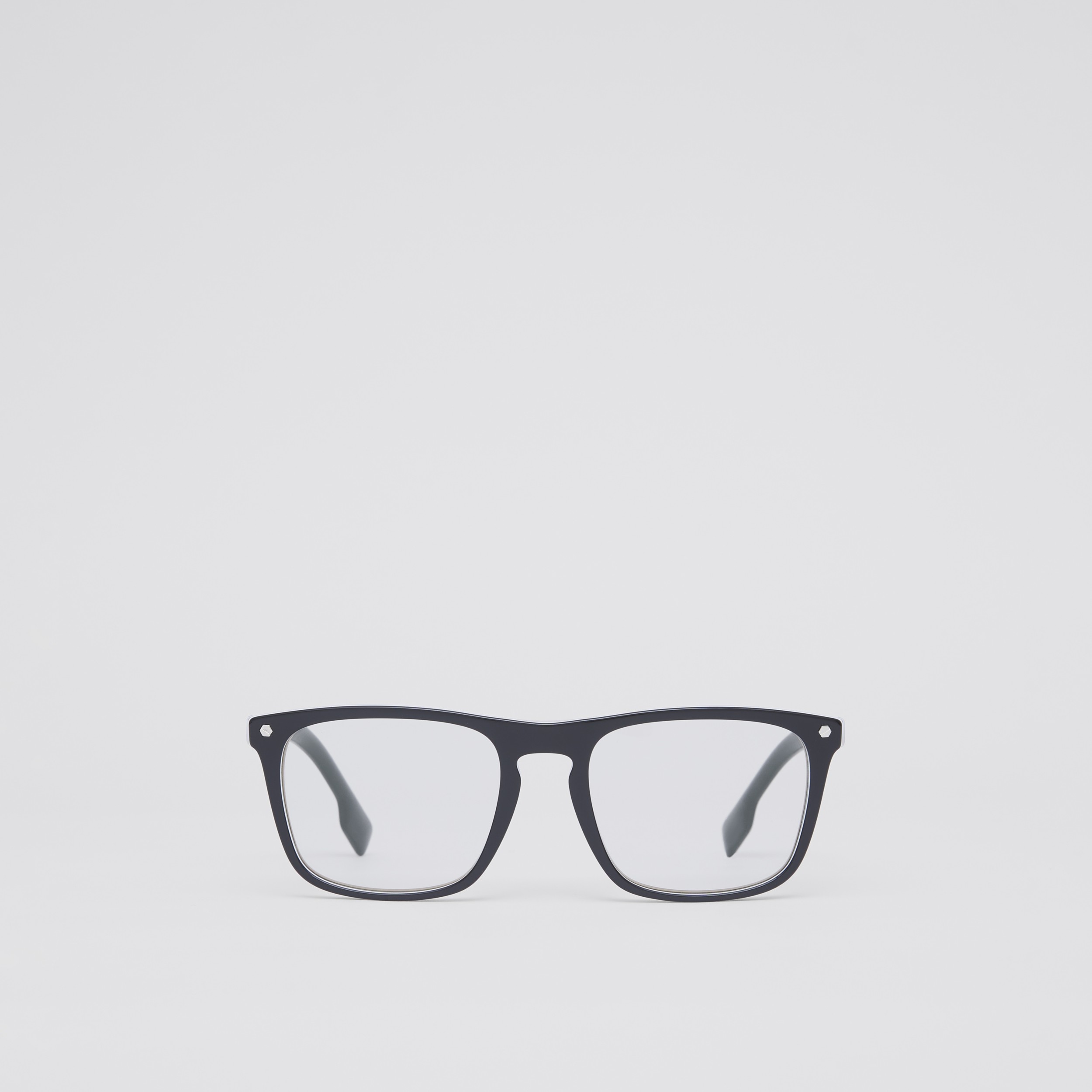 Stripe Detail Square Optical Frames in Black - Men | Burberry® Official