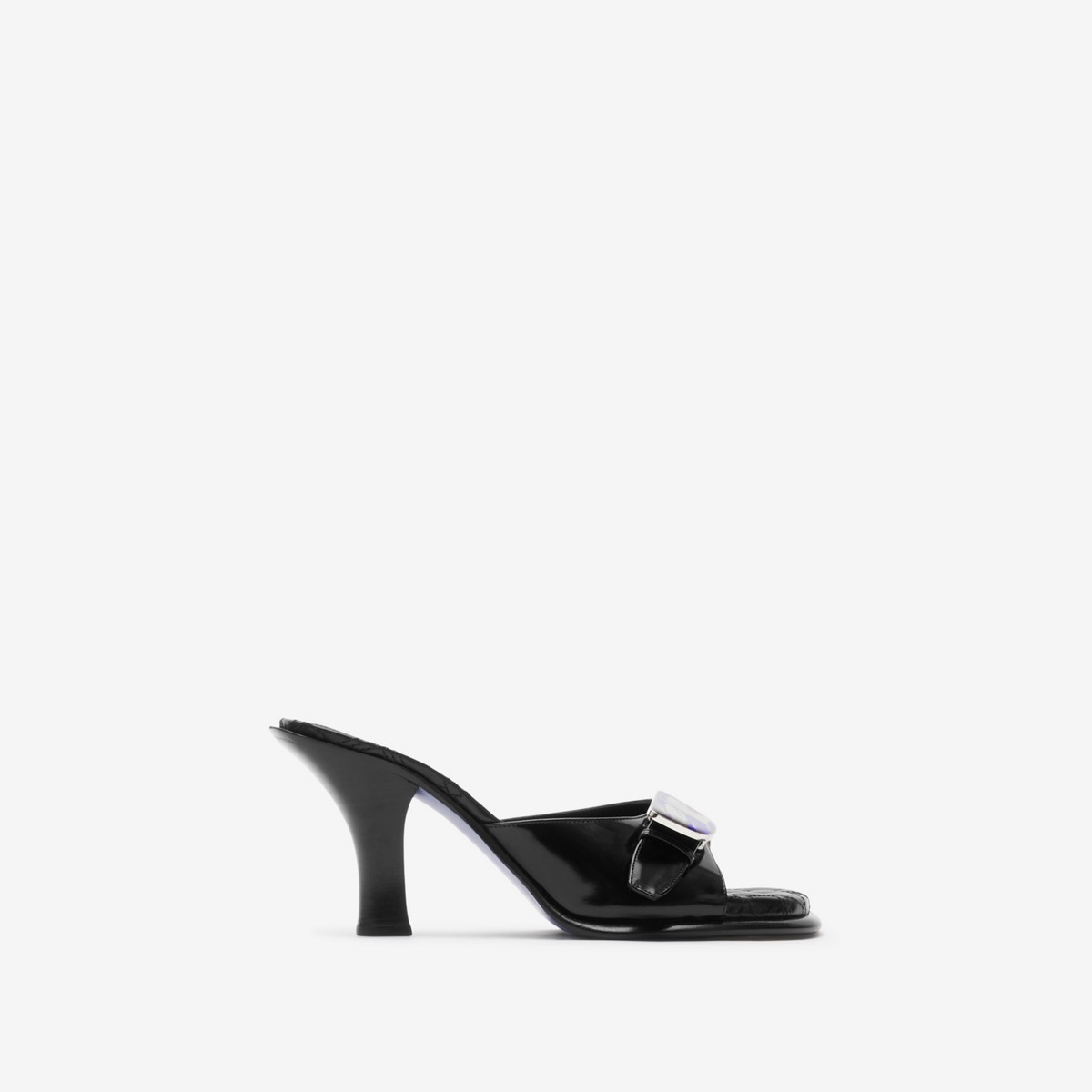 Shop Burberry Leather Bay Mules In Black