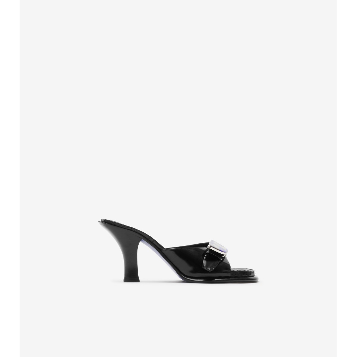 Shop Burberry Leather Bay Mules In Black