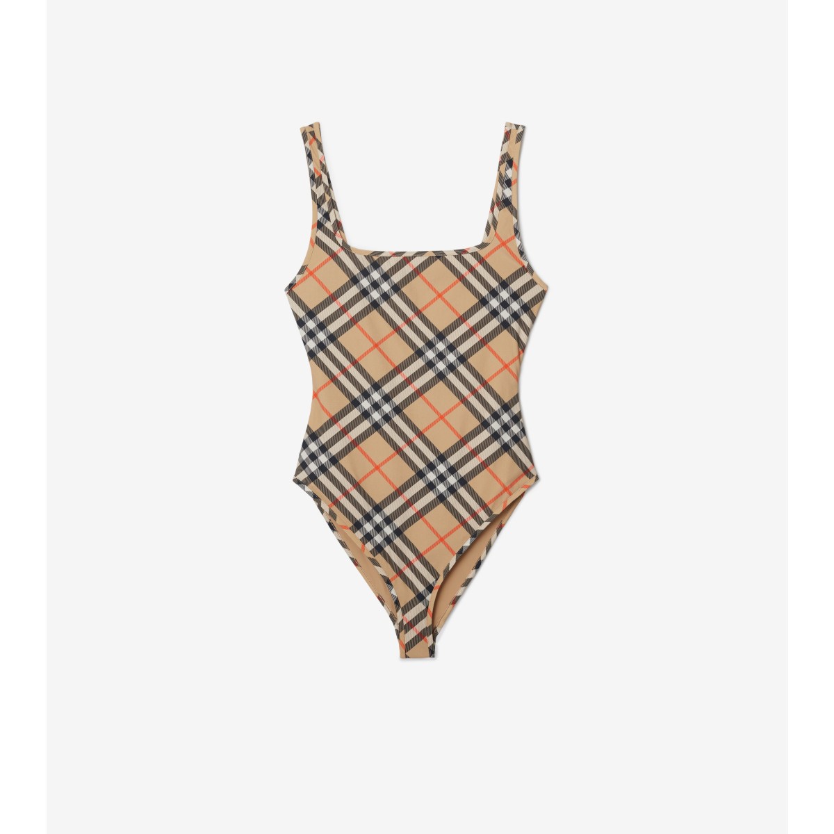 Burberry Check-pattern Swimsuit In Sand