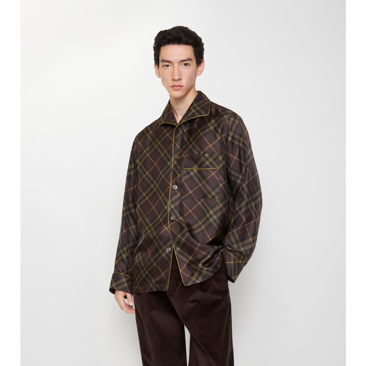  Check Silk Pyjama Shirt