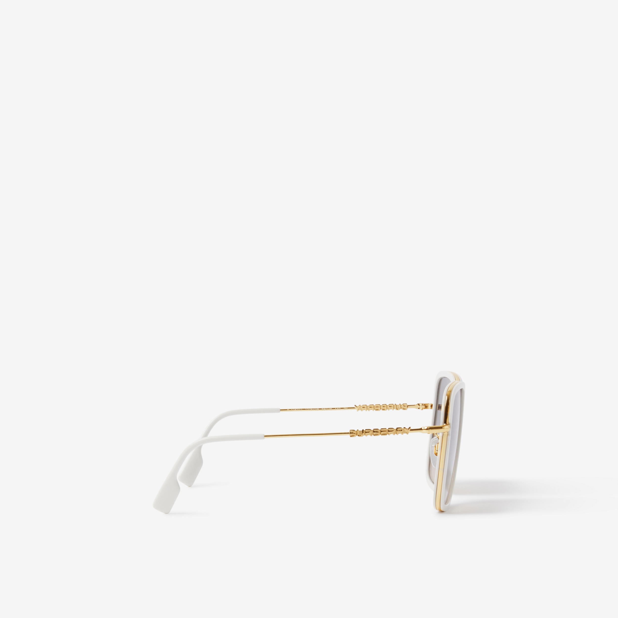Oversize-Sonnenbrille mit eckiger Fassung (Elfenbeinfarben/helles Goldfarben) - Damen | Burberry® - 2