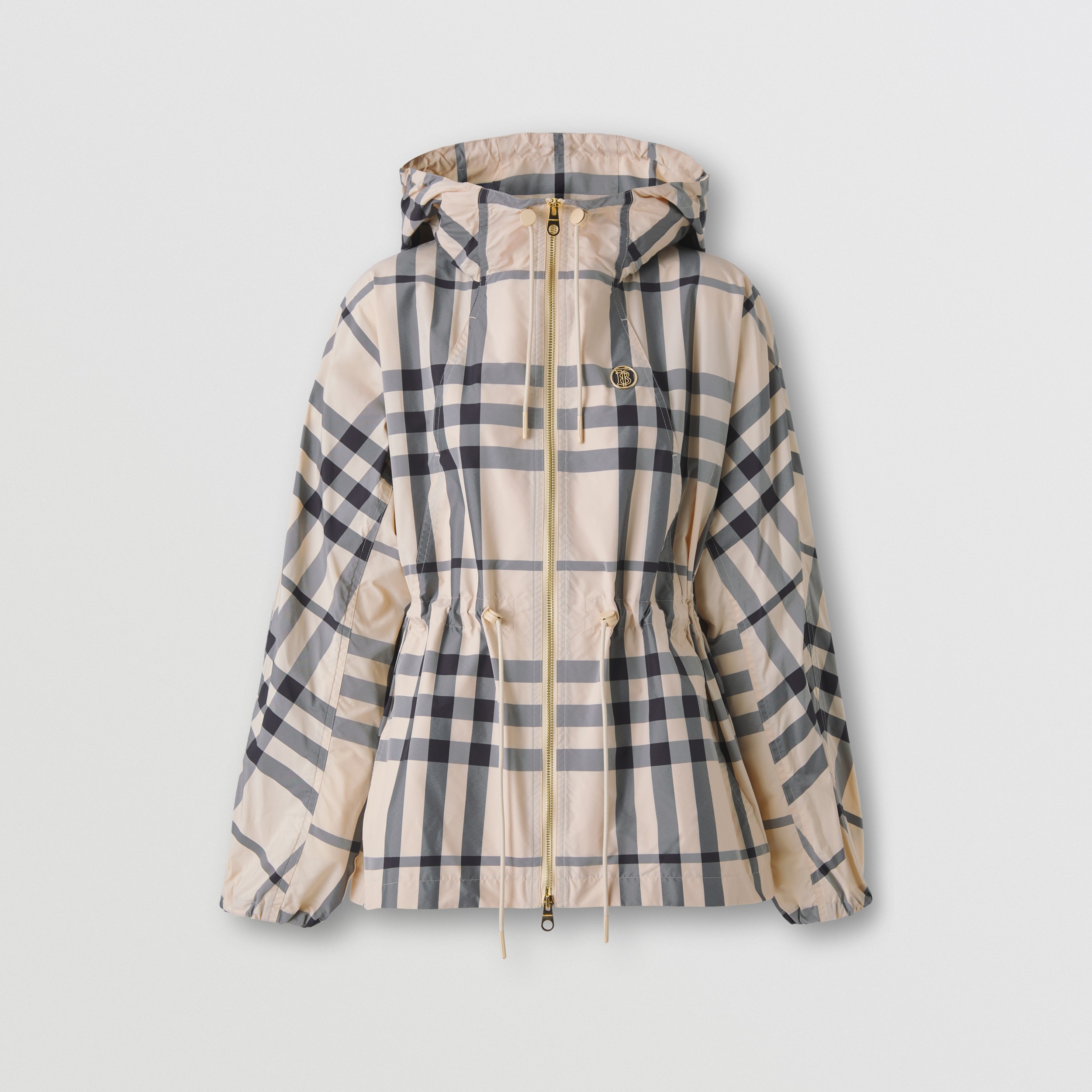 Monogram Motif Check Nylon Hooded Jacket in Buttermilk Beige - Women | Burberry® Official - 4