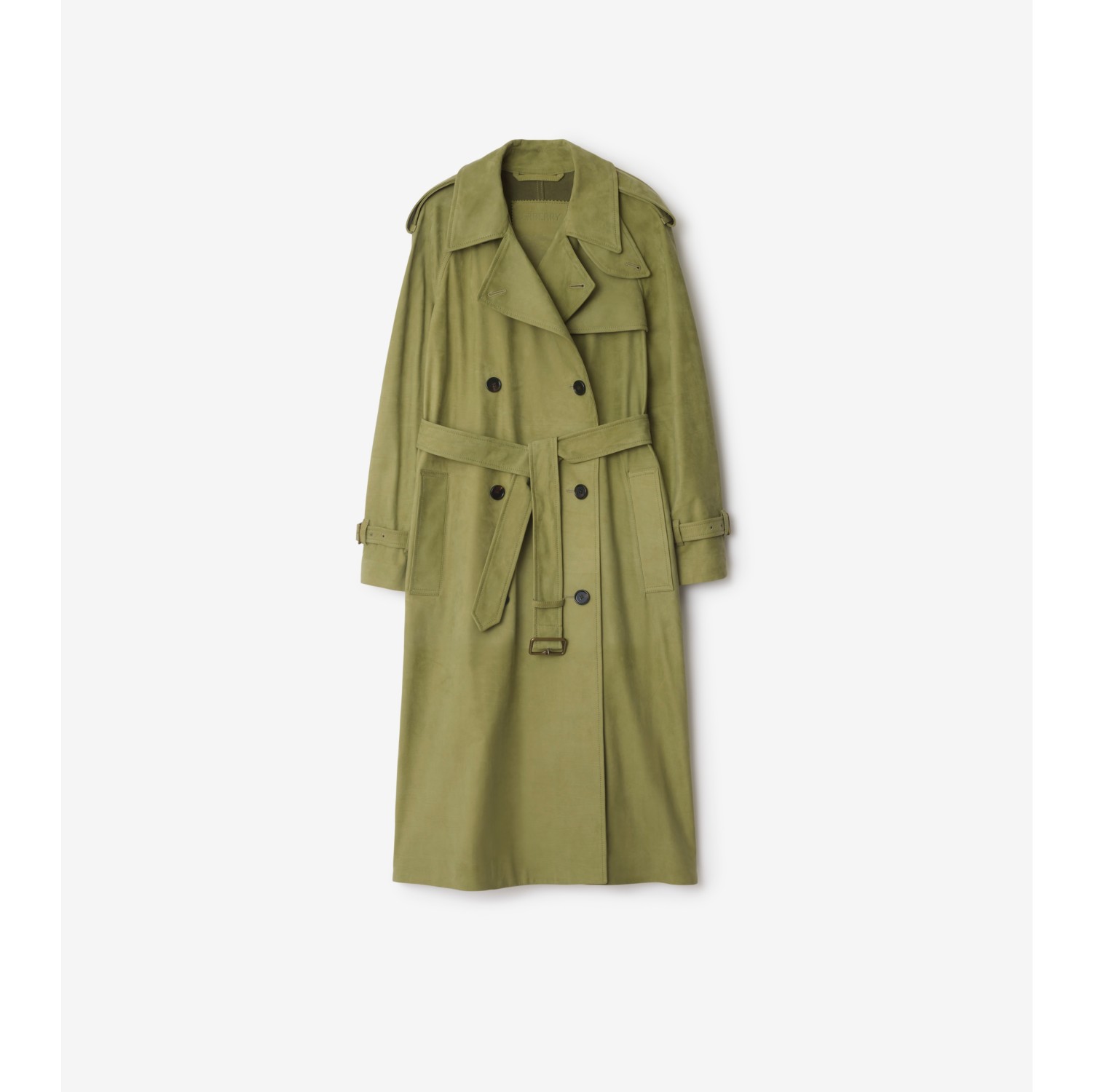 Long Nubuck Castleford Trench Coat in Wreath - Women, Leather | Burberry® Official