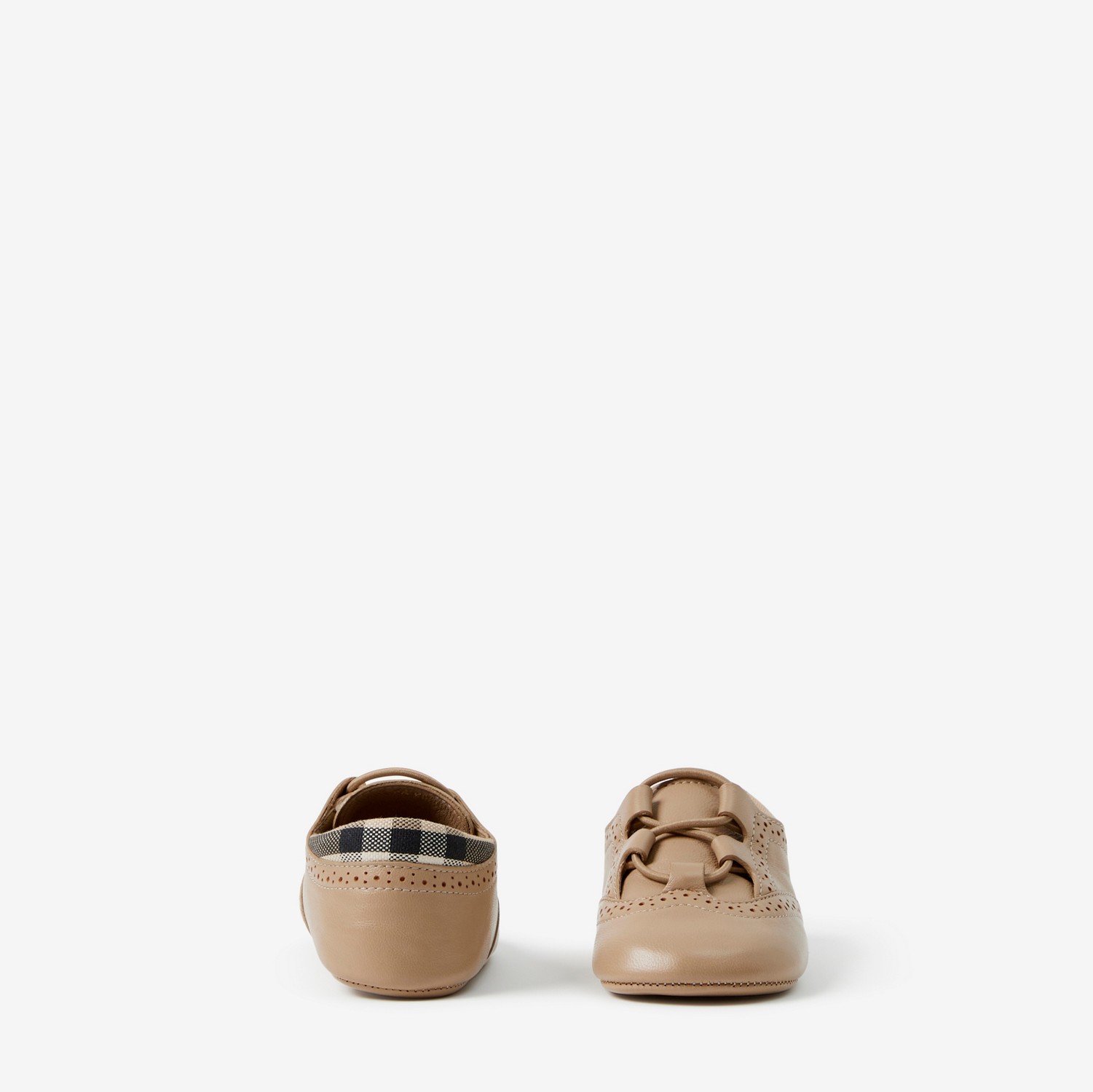 Check Trim Leather Shoes in Archive Beige - Children | Burberry® Official