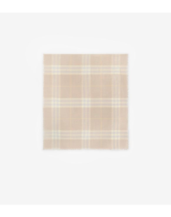 Wide Check Wool Scarf