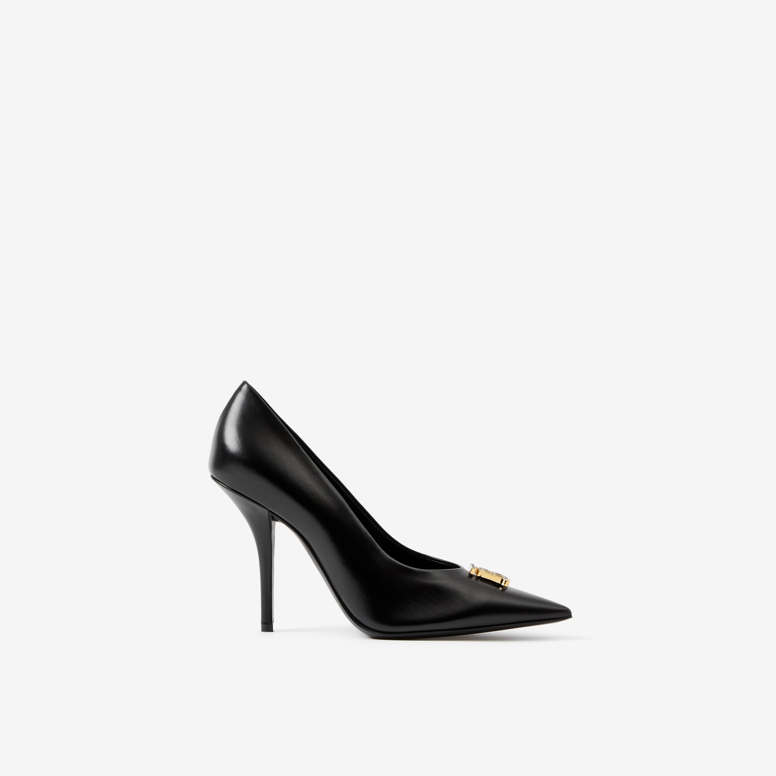 Monogram Motif Leather Point-toe Pumps in Black - Women | Burberry® Official