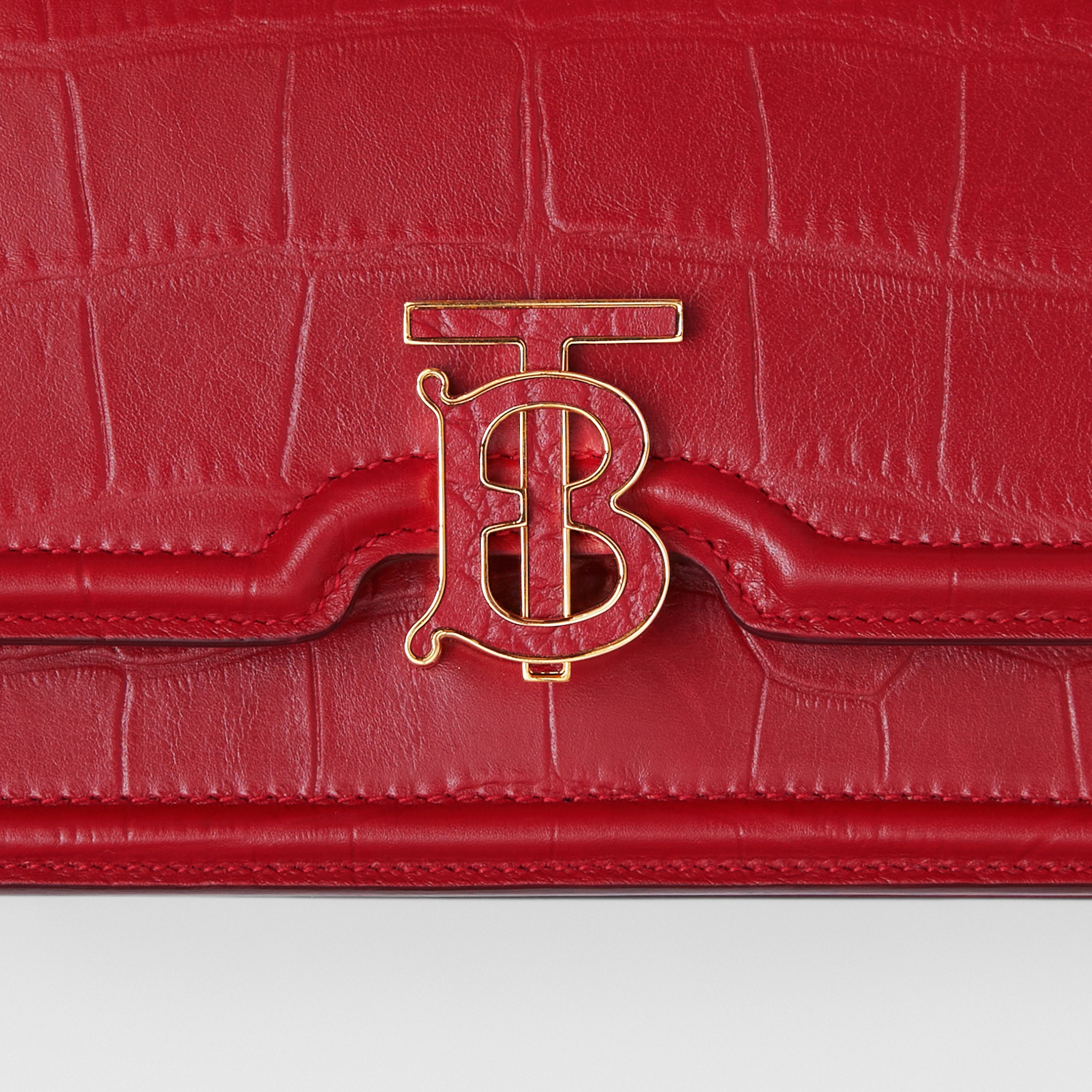 Embossed Leather Mini Chain TB Bag in Dark Carmine - Women | Burberry® Official - 2