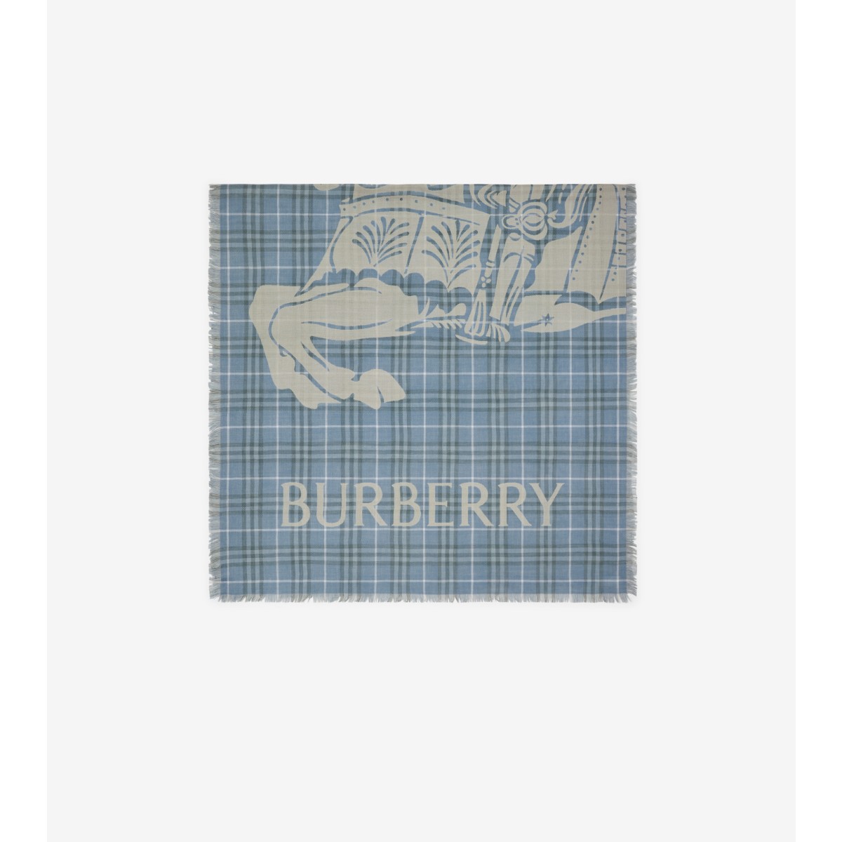 Burberry Ekd Check Wool Scarf In Pewter