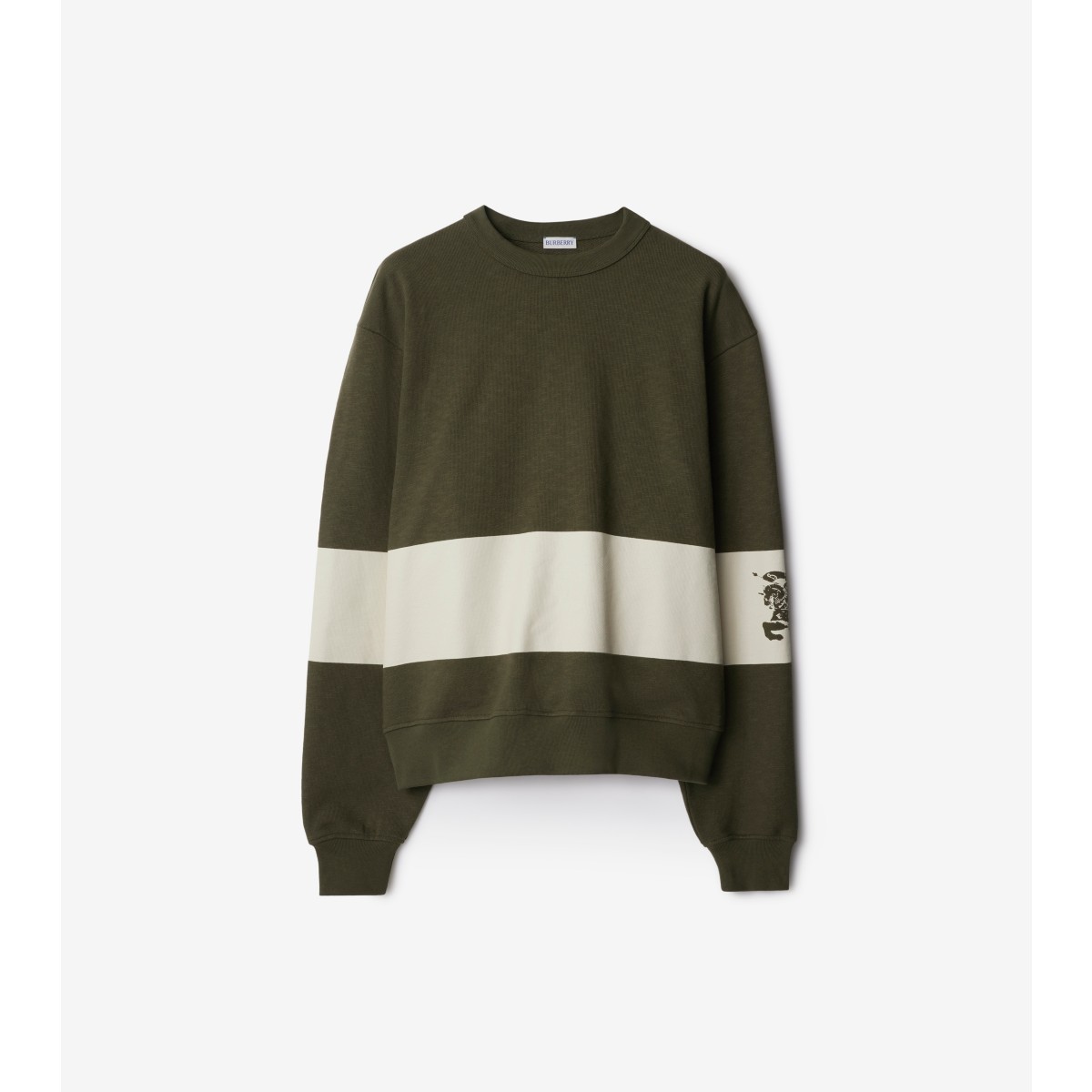 Shop Burberry Ekd Stripe Cotton Sweatshirt In Loch