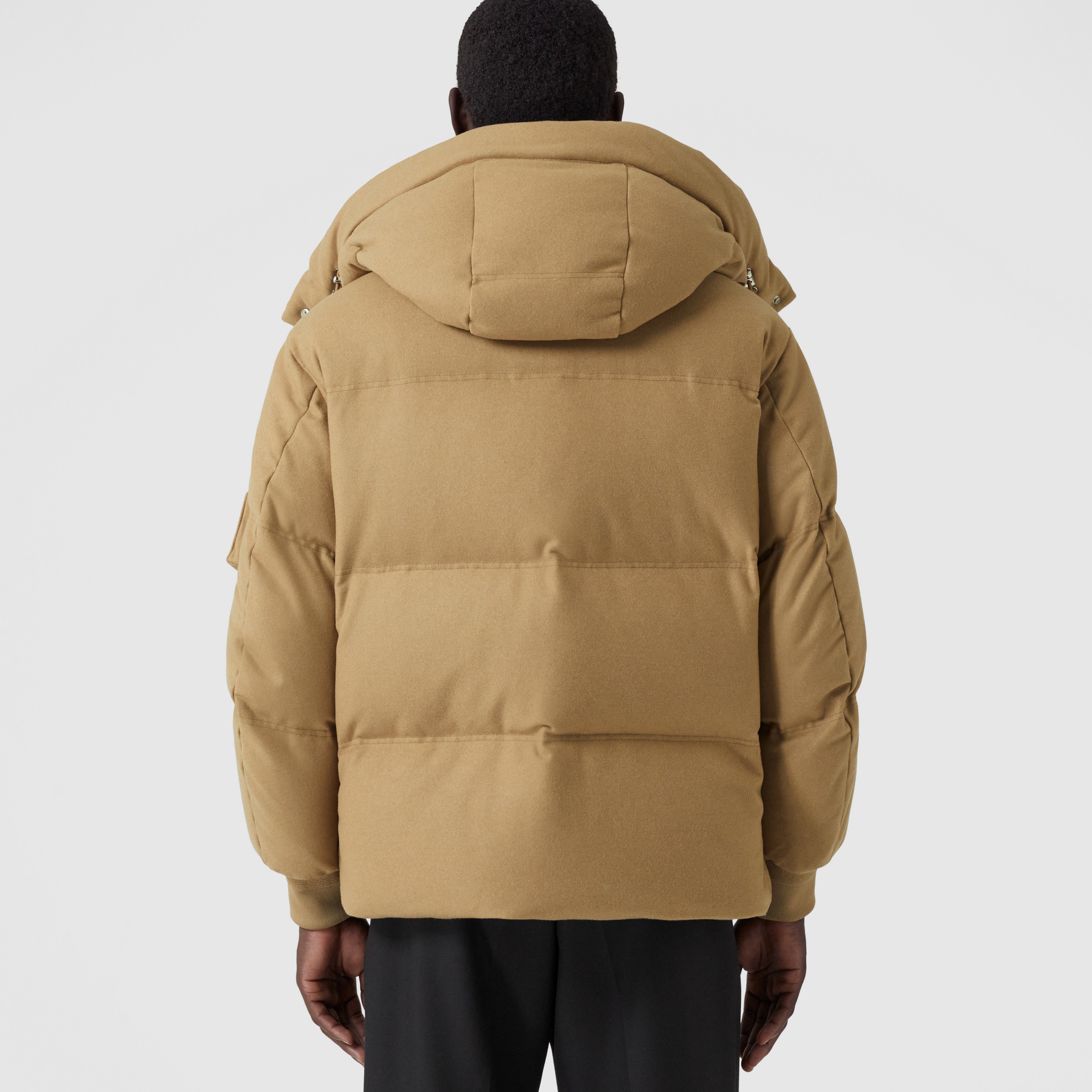 Detachable Hood Cotton Gabardine Puffer Jacket in Camel - Men | Burberry® Official - 3