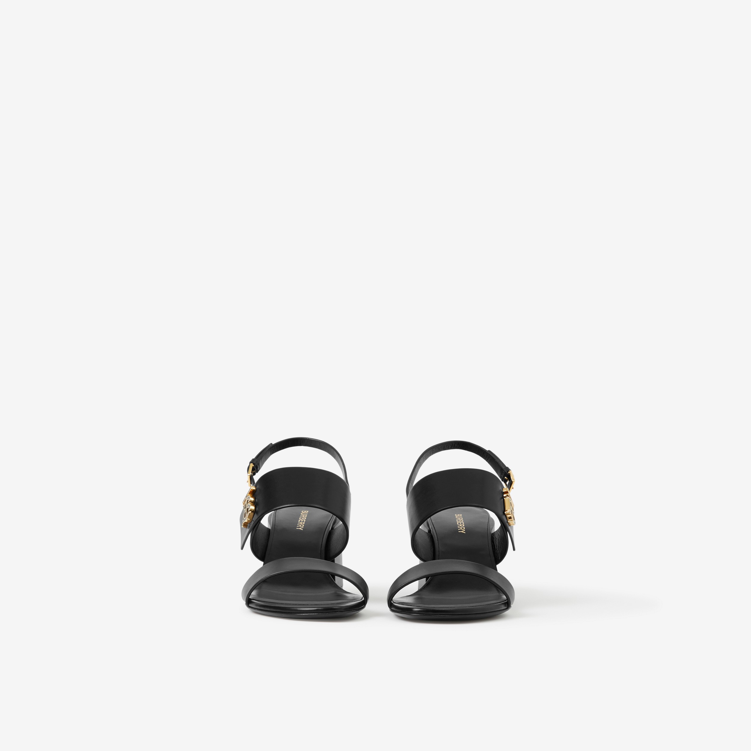 Sandálias de couro com monograma (Preto) - Mulheres | Burberry® oficial - 2