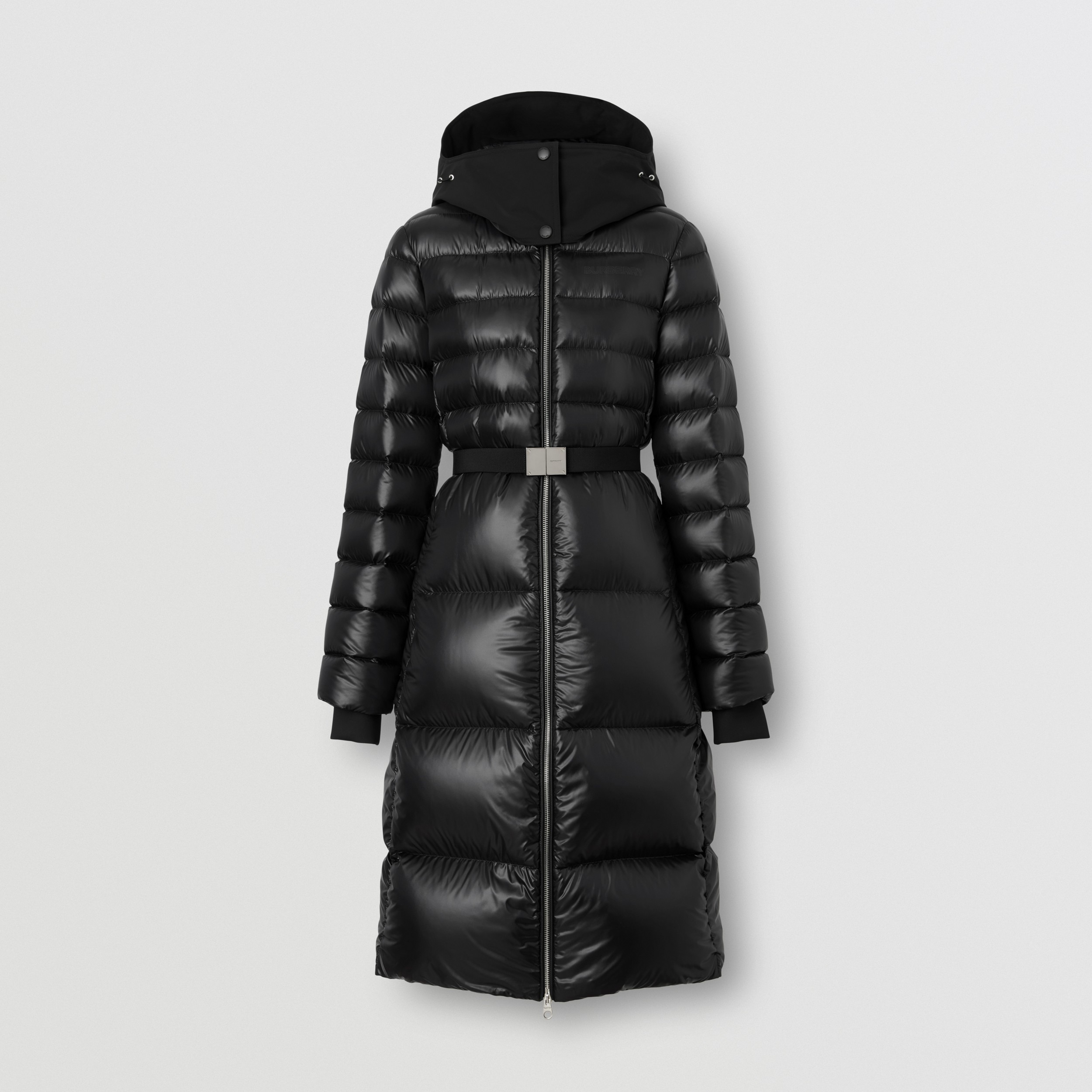 Contrast Hood Nylon Mid-length Puffer Coat in Black - Women | Burberry® Official - 4