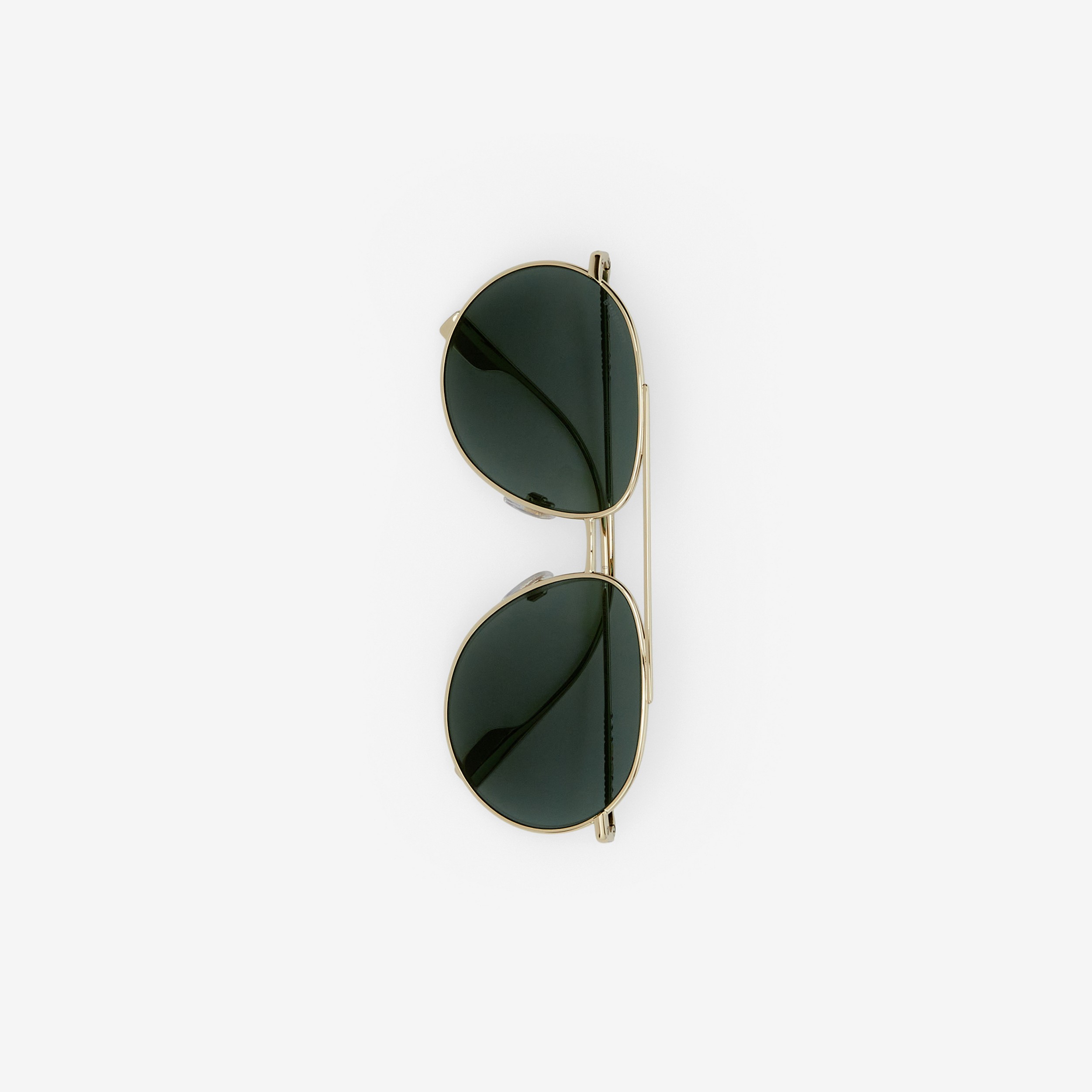 Oversize-Fliegersonnenbrille mit Streifendetail (Helles Goldfarben/dunkelgrün) - Damen | Burberry® - 2