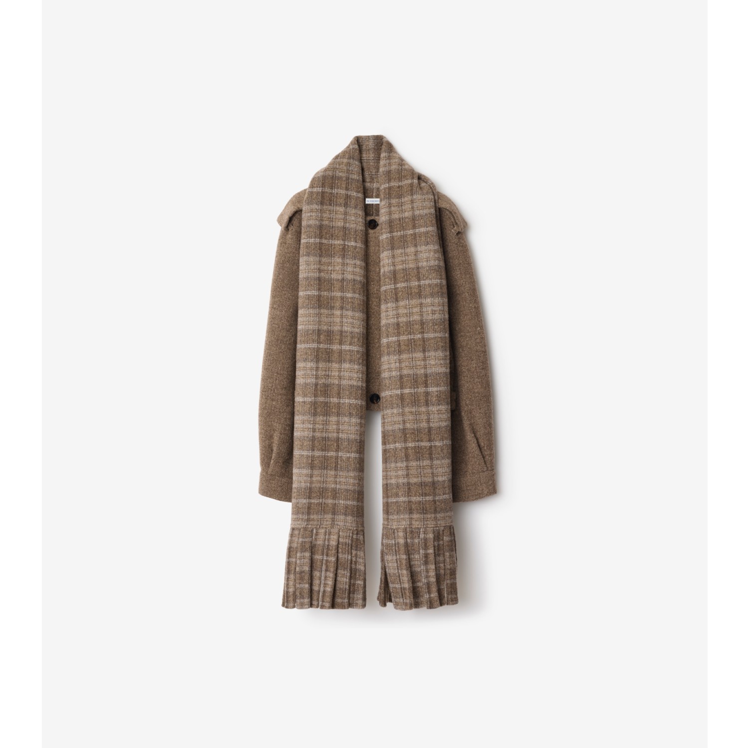 Detachable Scarf Wool Blend Jacket