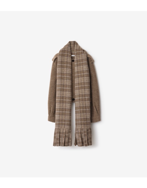 Detachable Scarf Wool Blend Jacket