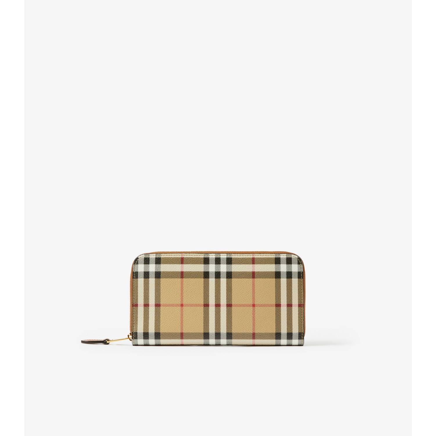 Shop Burberry Vintage Check & Leather Zip-Around Wallet