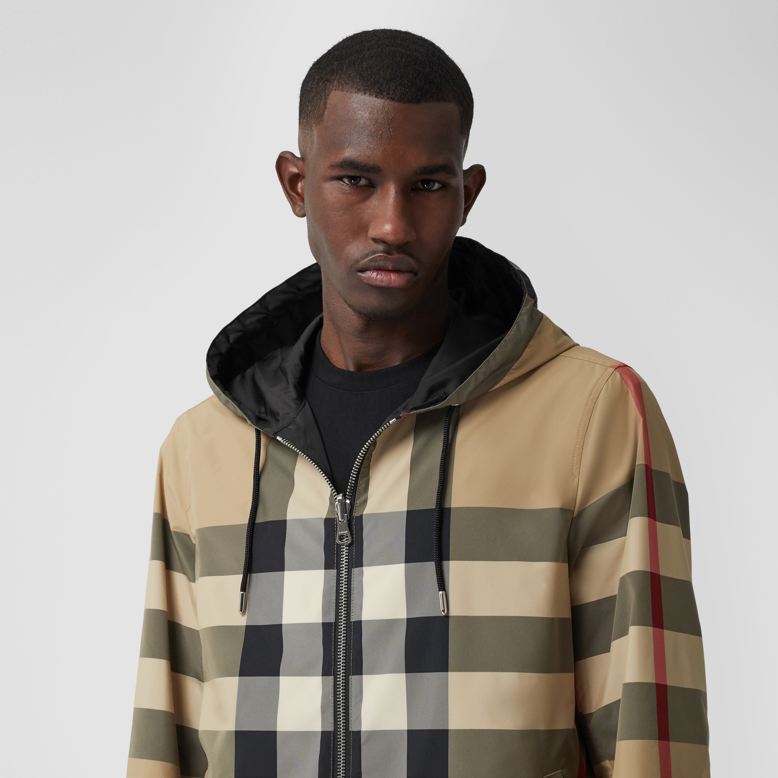 Reversible Check Recycled Polyester and ECONYL® Jacket in Archive Beige ...
