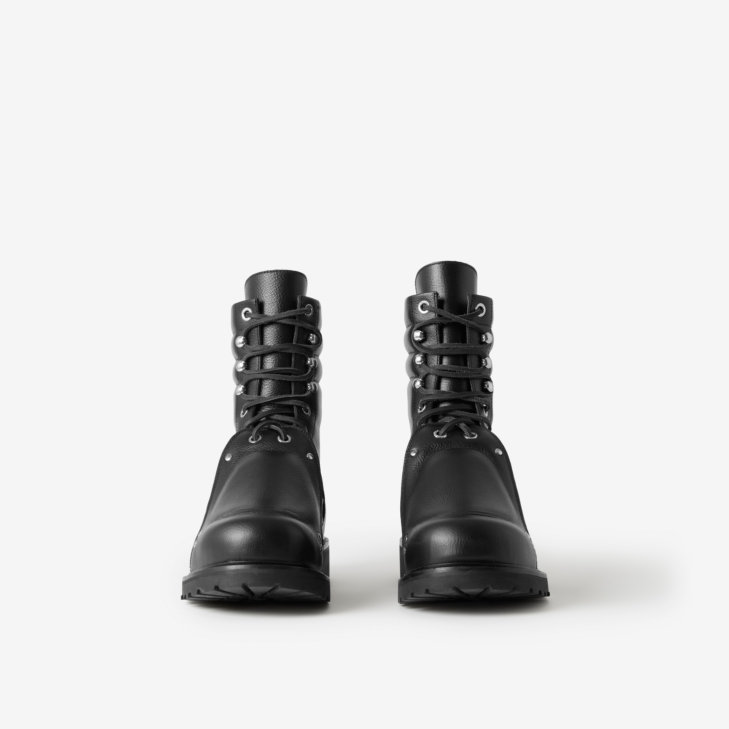 Lace Guard Detail Leather Ankle Boots in Black - Men | Burberry® Official - 2