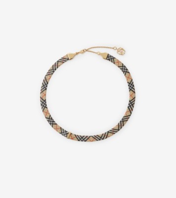Check Print Necklace in Gold/sand beige - Women | Burberry® Official