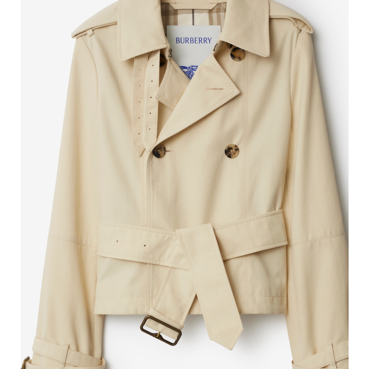 Cropped Cotton Blend Trench Jacket