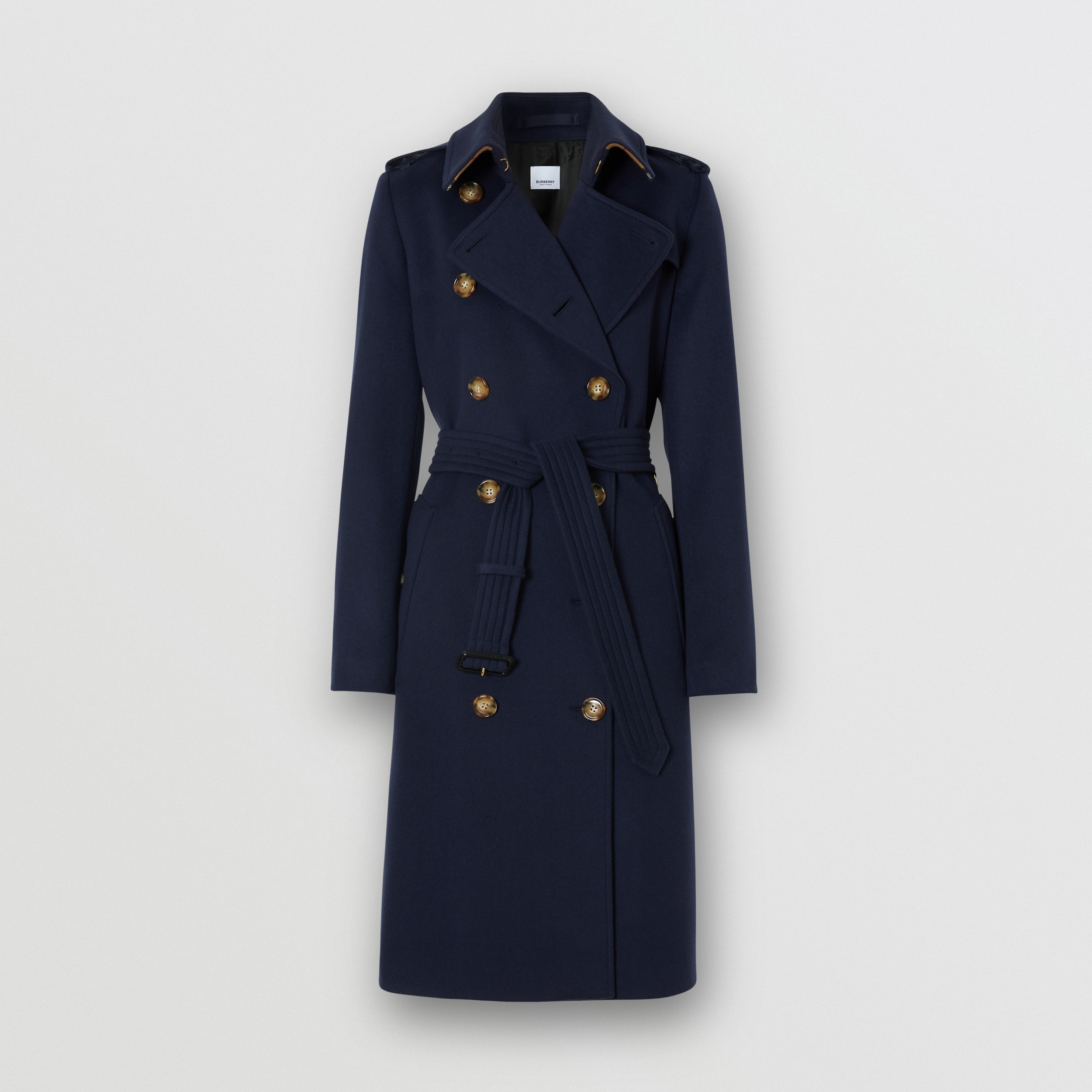 Regenerated Cashmere Trench Coat in Navy - Women | Burberry® Official - 4