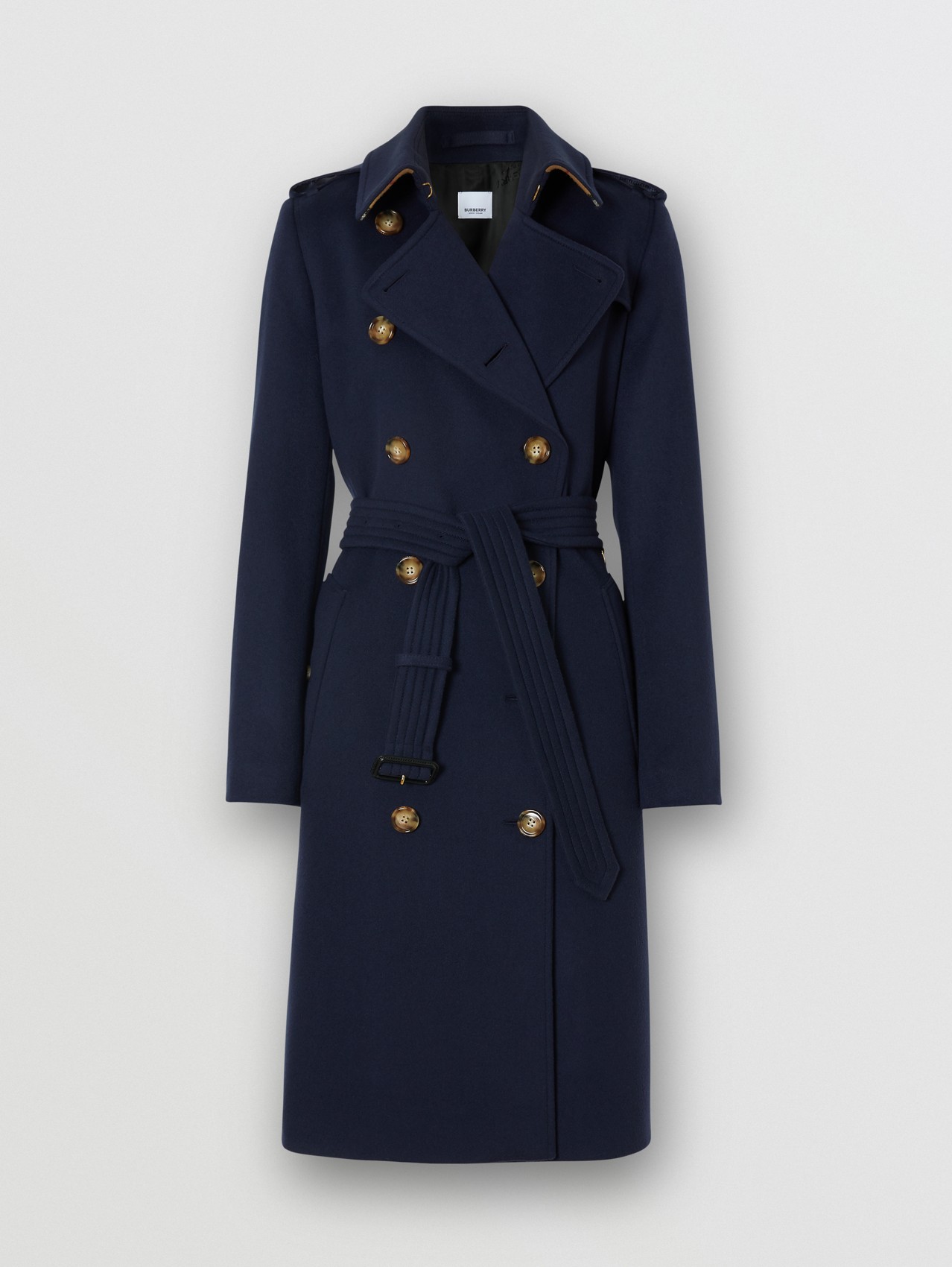 Regenerated Cashmere Trench Coat in Navy