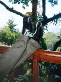 Shot of Men's Black Leather Shield Loafers