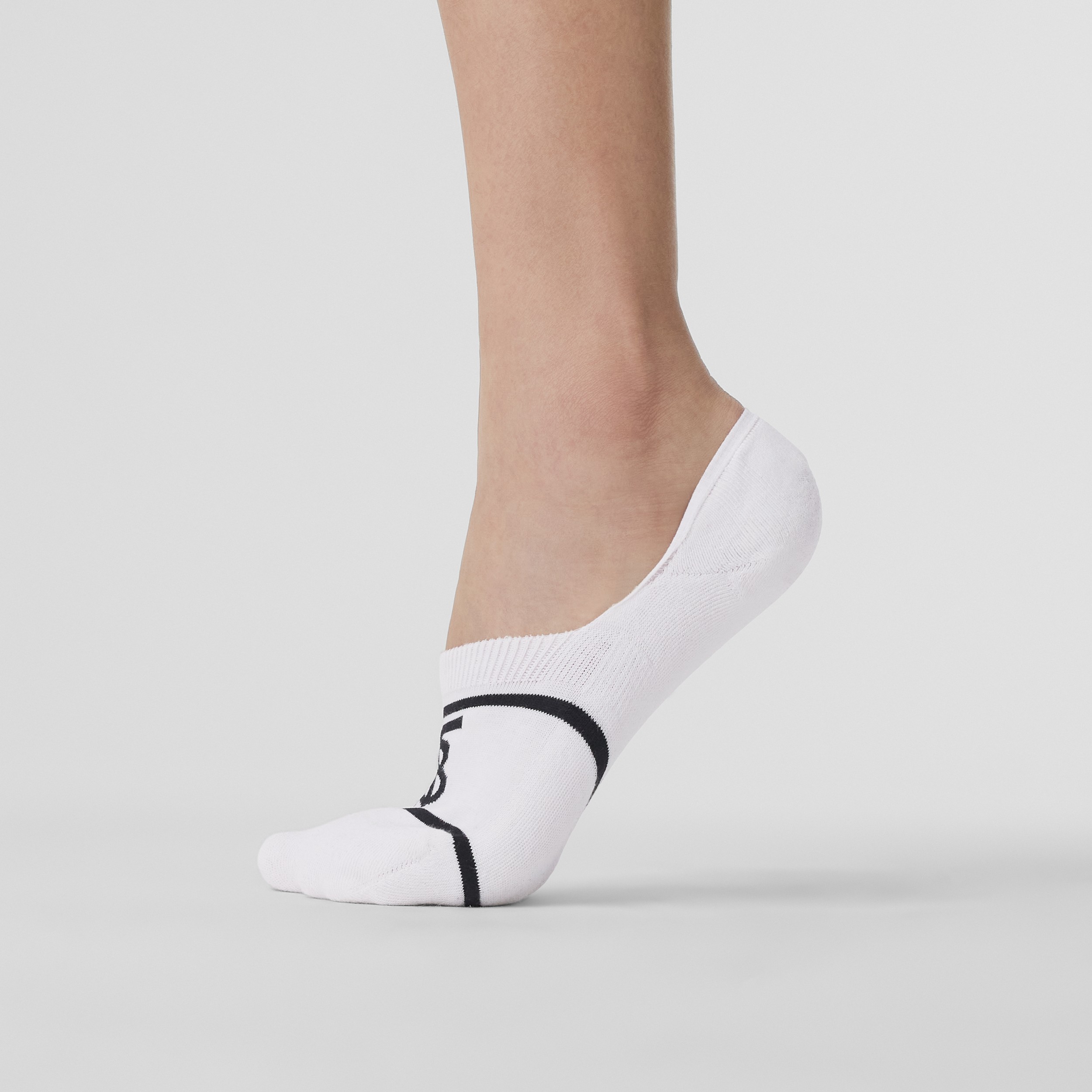 Monogram Intarsia Cotton Blend Sneaker Socks in White | Burberry® Official - 3