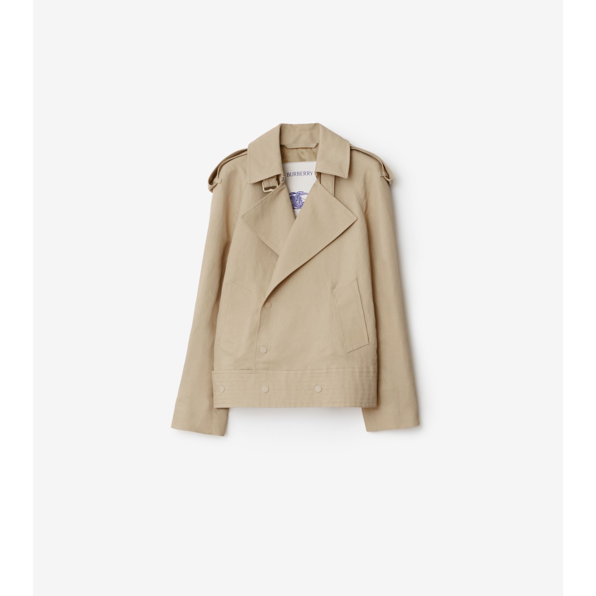 Burberry Canvas Trench Jacket In Oat