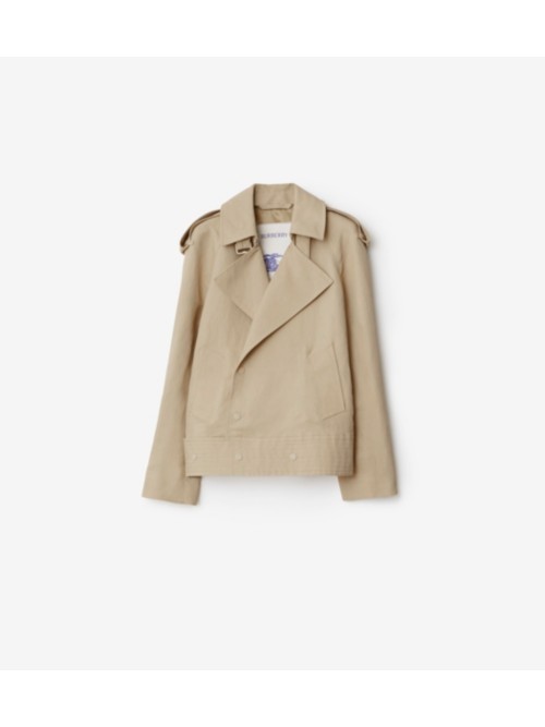 Shop Burberry Canvas Trench Jacket In Oat