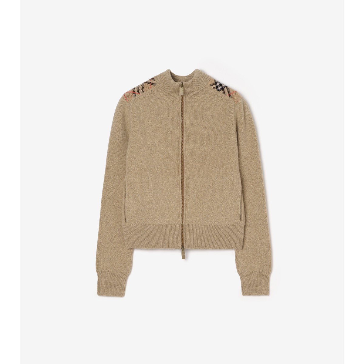  Check Patch Wool Cashmere Cardigan