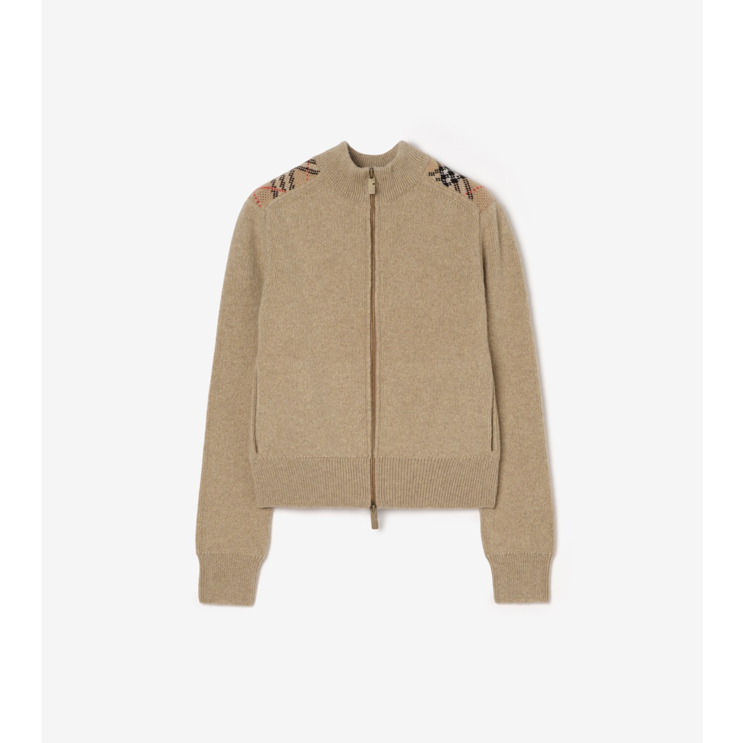Check Patch Wool Cashmere Cardigan
