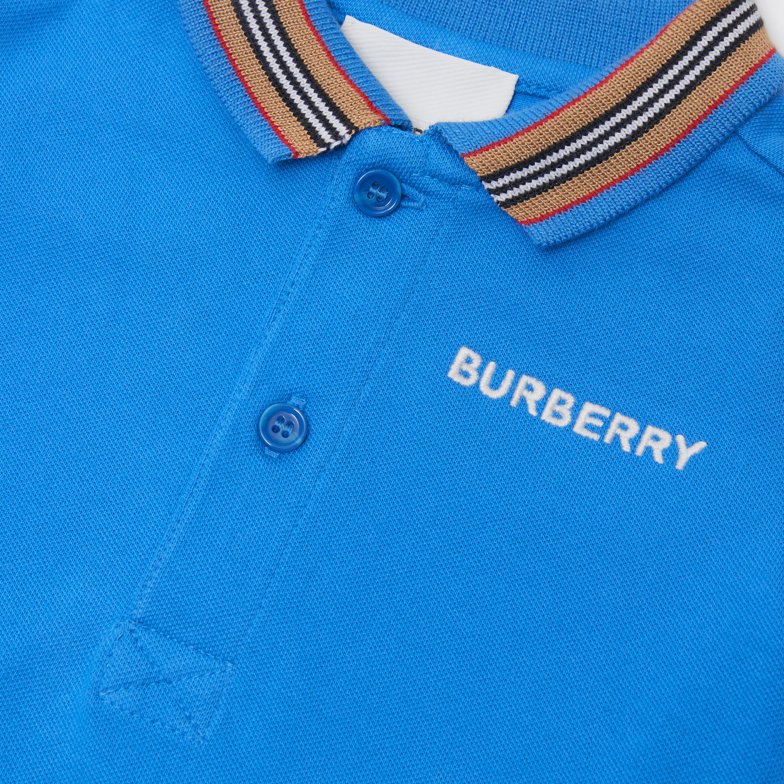 Icon Stripe Detail Cotton Piqué Playsuit in Canvas Blue - Children | Burberry® Official - 2