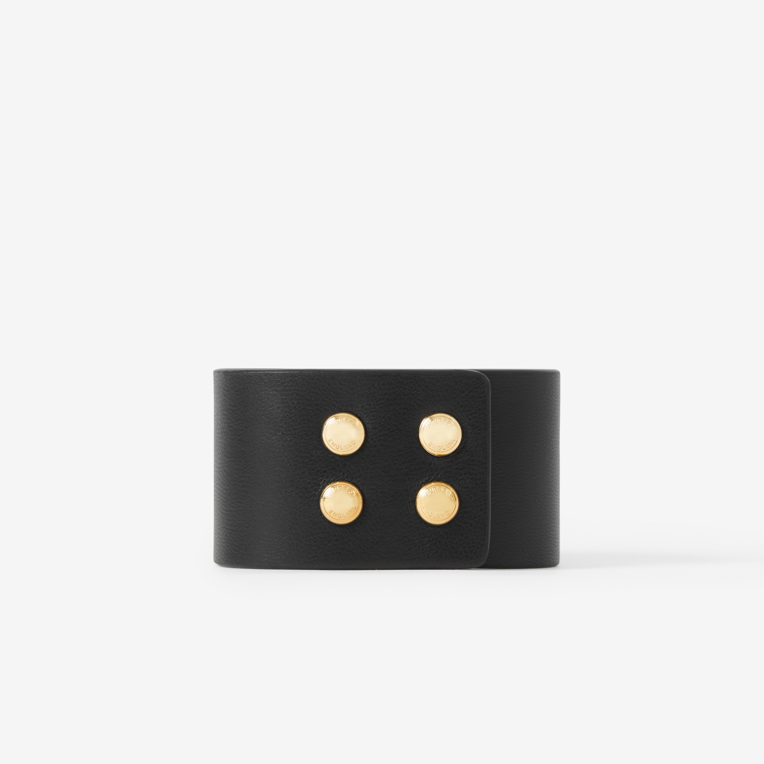 Crystal Monogram Leather Cuff in Light Gold/black - Women | Burberry® Official - 2