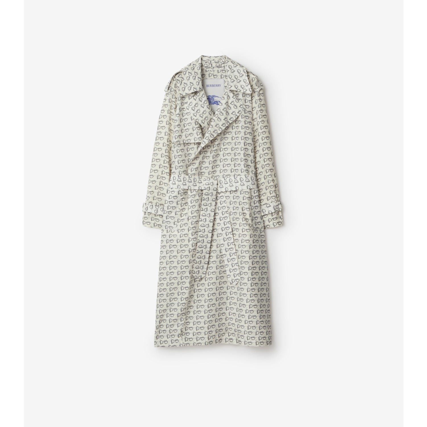 Long B Silk Trench Coat in White Women Burberry Official