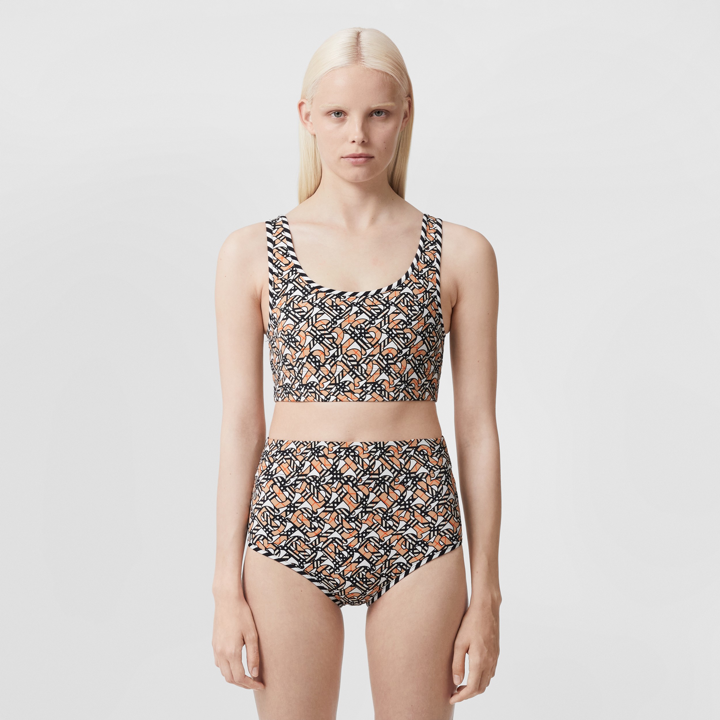 Bikini en nylon stretch Monogram (Blanc) - Femme | Site officiel Burberry® - 3