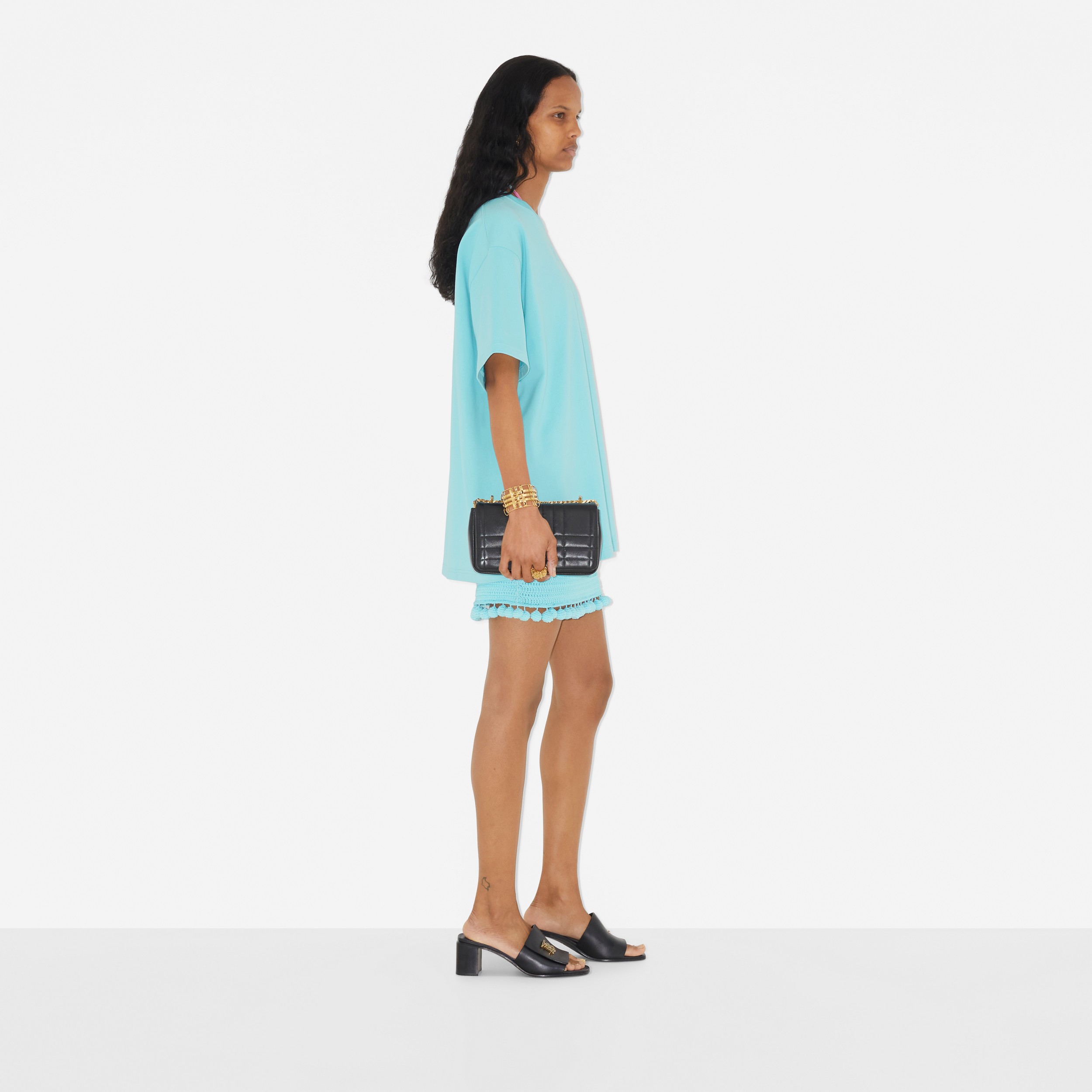 T-shirt oversize en coton avec emblème du Cavalier (Bleu Topaze Vif) - Femme | Site officiel Burberry® - 3
