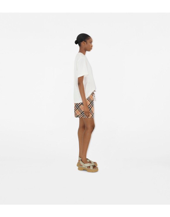 Check Silk Pyjama Shorts