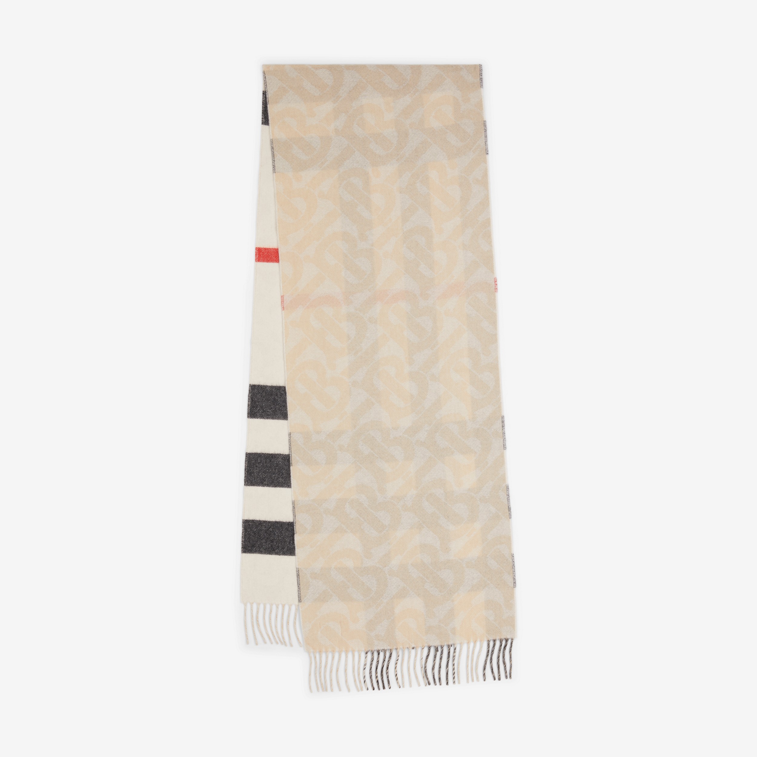 Check Cashmere Reversible Scarf in Natural White | Burberry® Official - 1