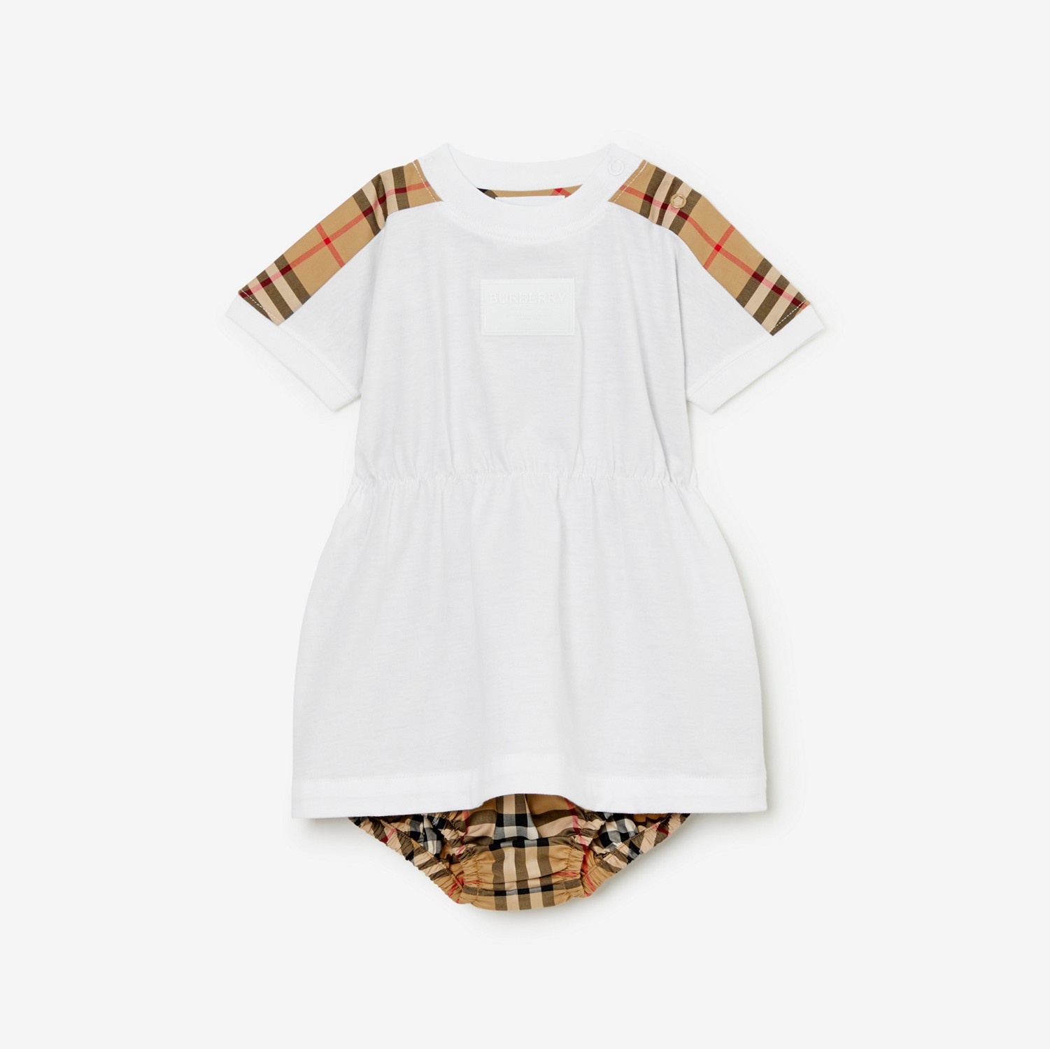 Check Cotton Dress with Bloomers in White - Children | Burberry® Official