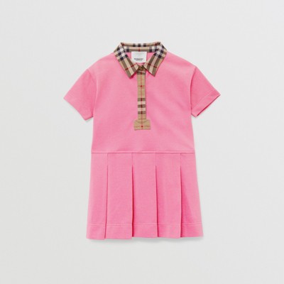 Burberry Vintage Check-trim Polo Shirt Dress In Bubblegum Pink