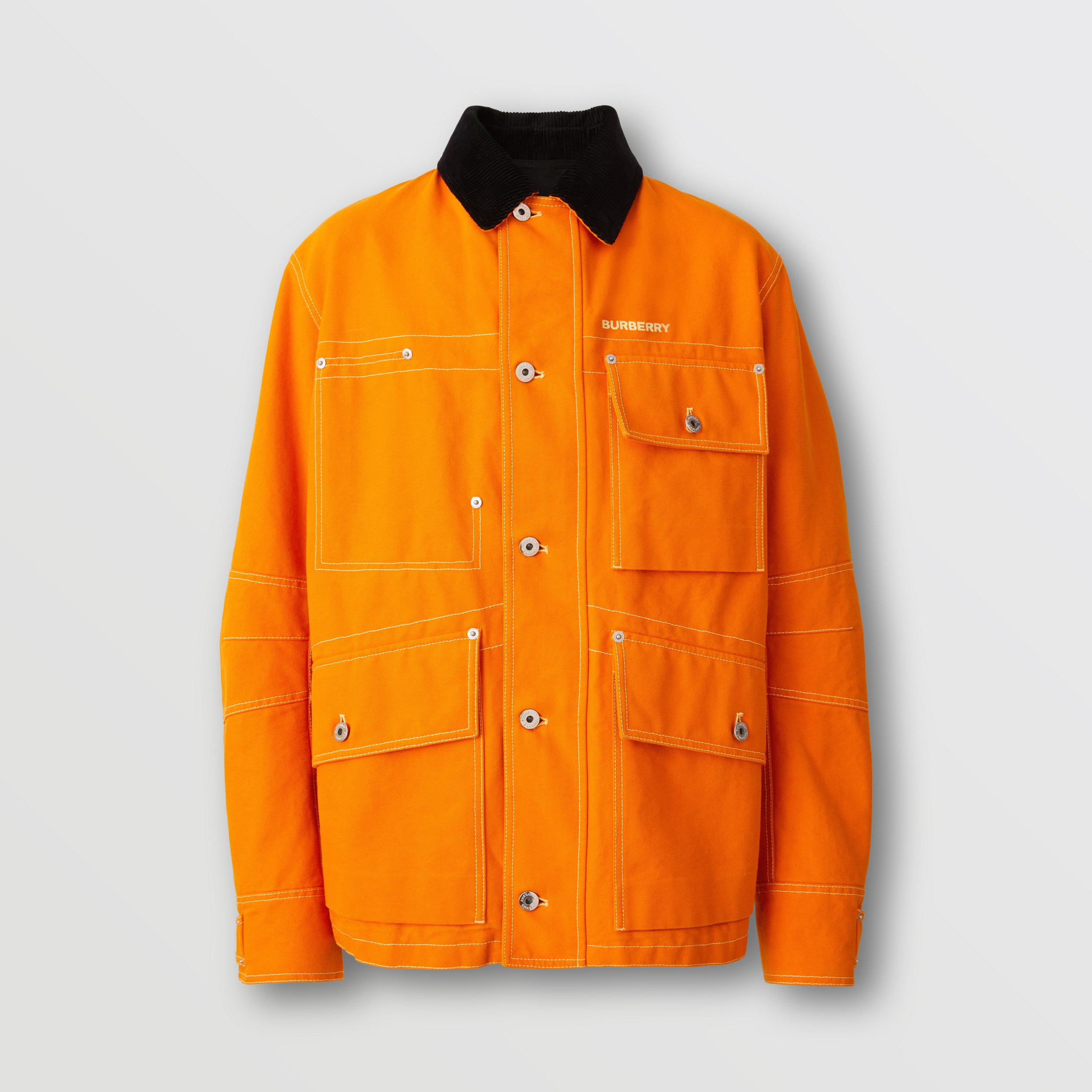 Corduroy Collar Cotton Canvas Field Jacket in Orange - Men | Burberry® Official - 4