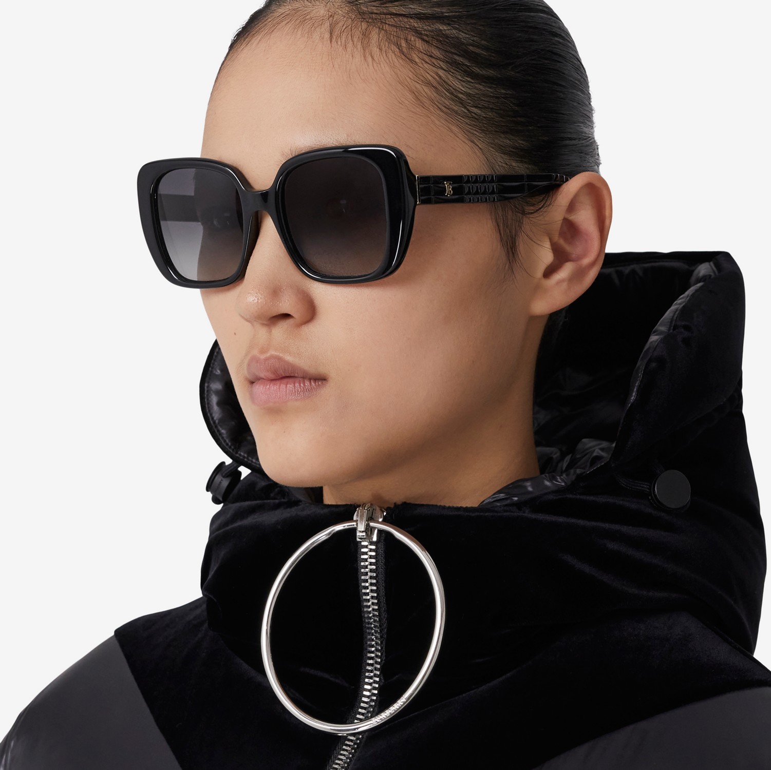 Extragroße eckige Sonnenbrille „Lola“ mit Monogrammmotiv