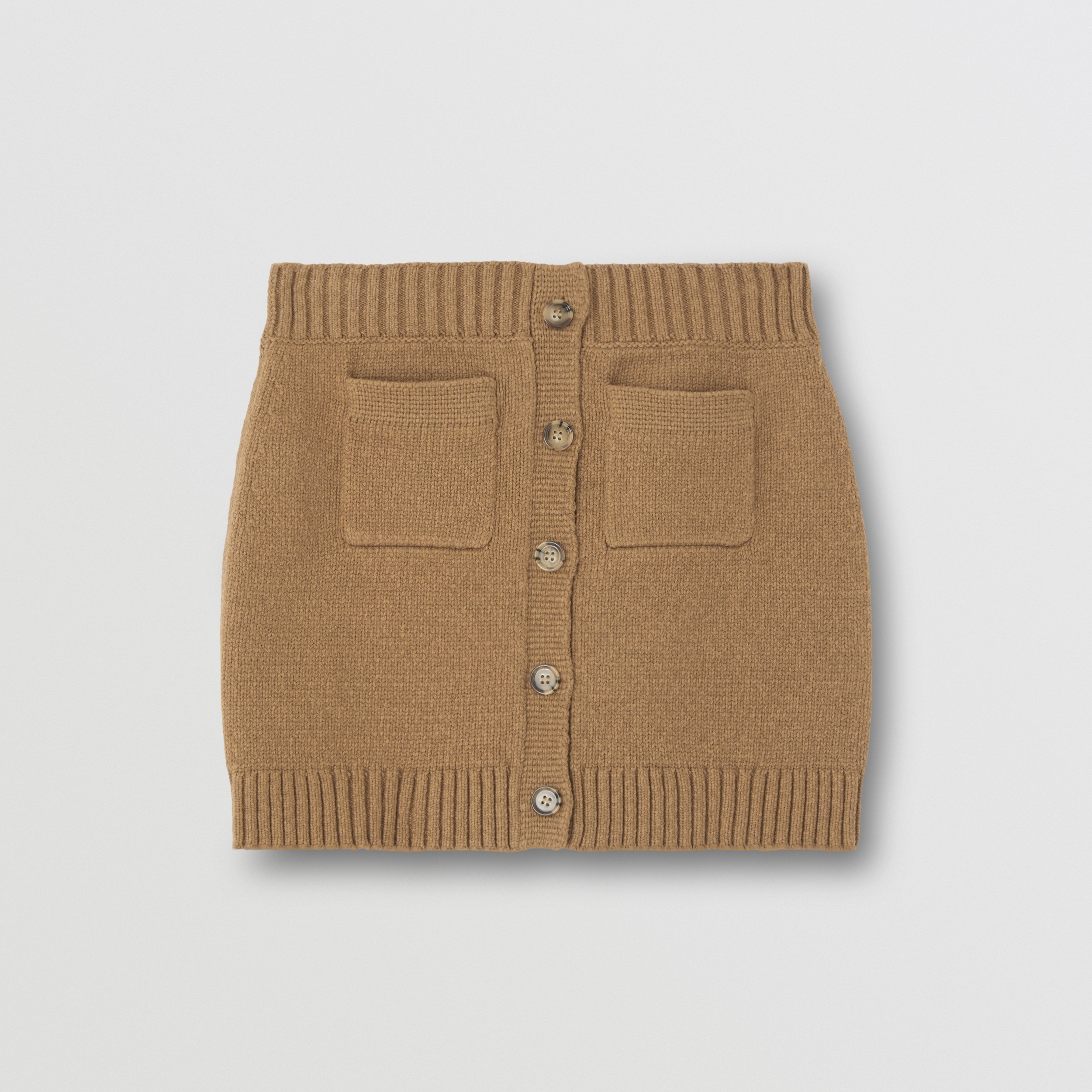 Monogram Motif Cotton Blend Mini Skirt in Camel Melange - Women | Burberry® Official - 4