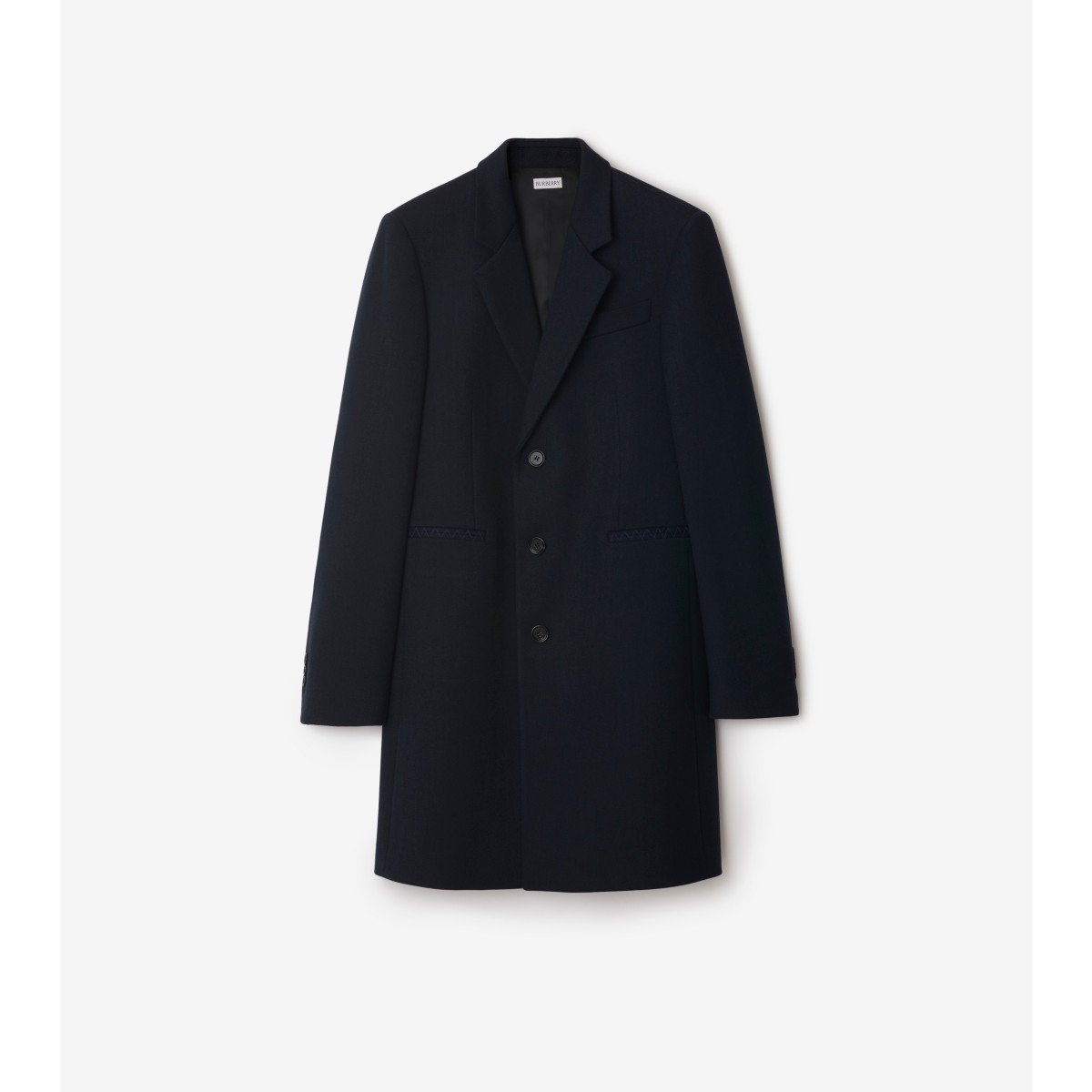 Burberry Classic Straight Cut Wool Jacket For Men In Navy