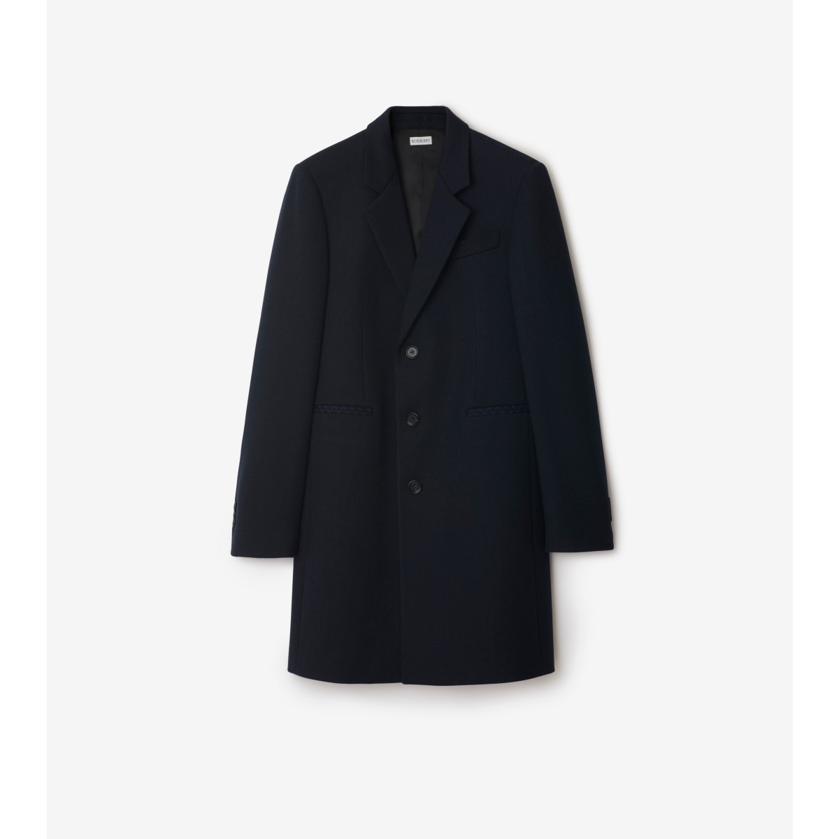 Shop Burberry Wool Tailored Coat In Navy