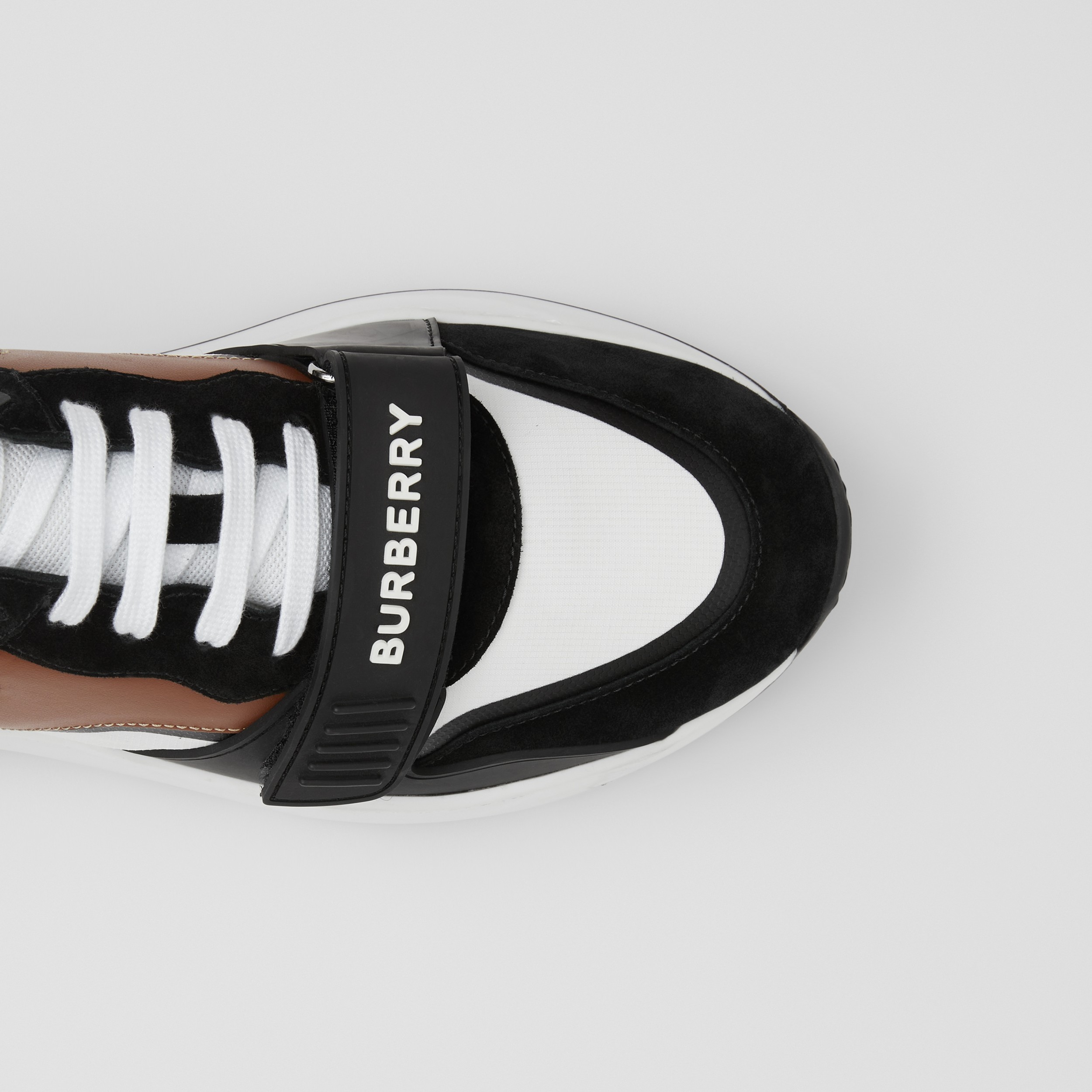 Leather, Suede and Vintage Check Sneakers in Black/archive Beige - Women | Burberry® Official - 2