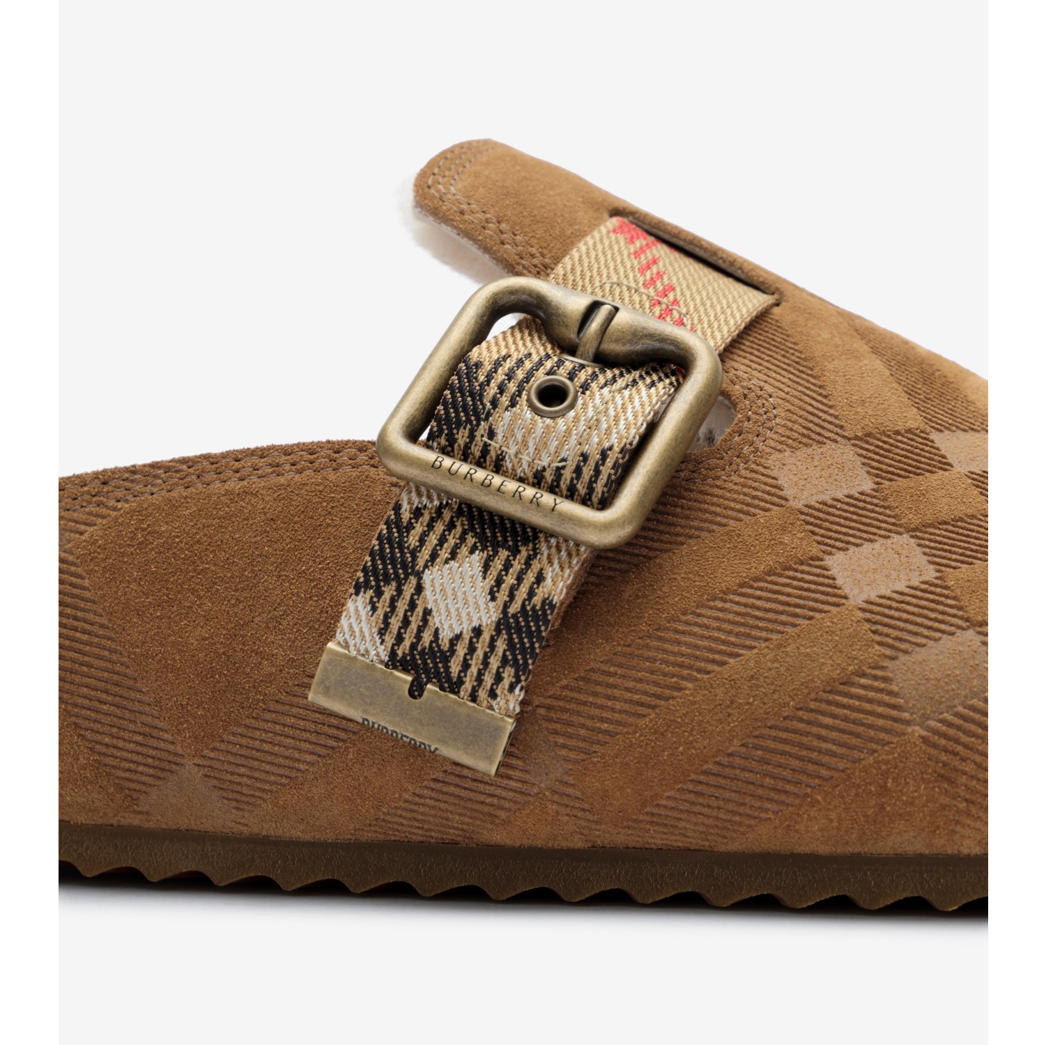 Check Shearling Urchin Clogs in Jute beige - Women | Burberry® Official