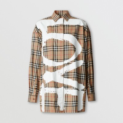 burberry vintage check oversized shirt